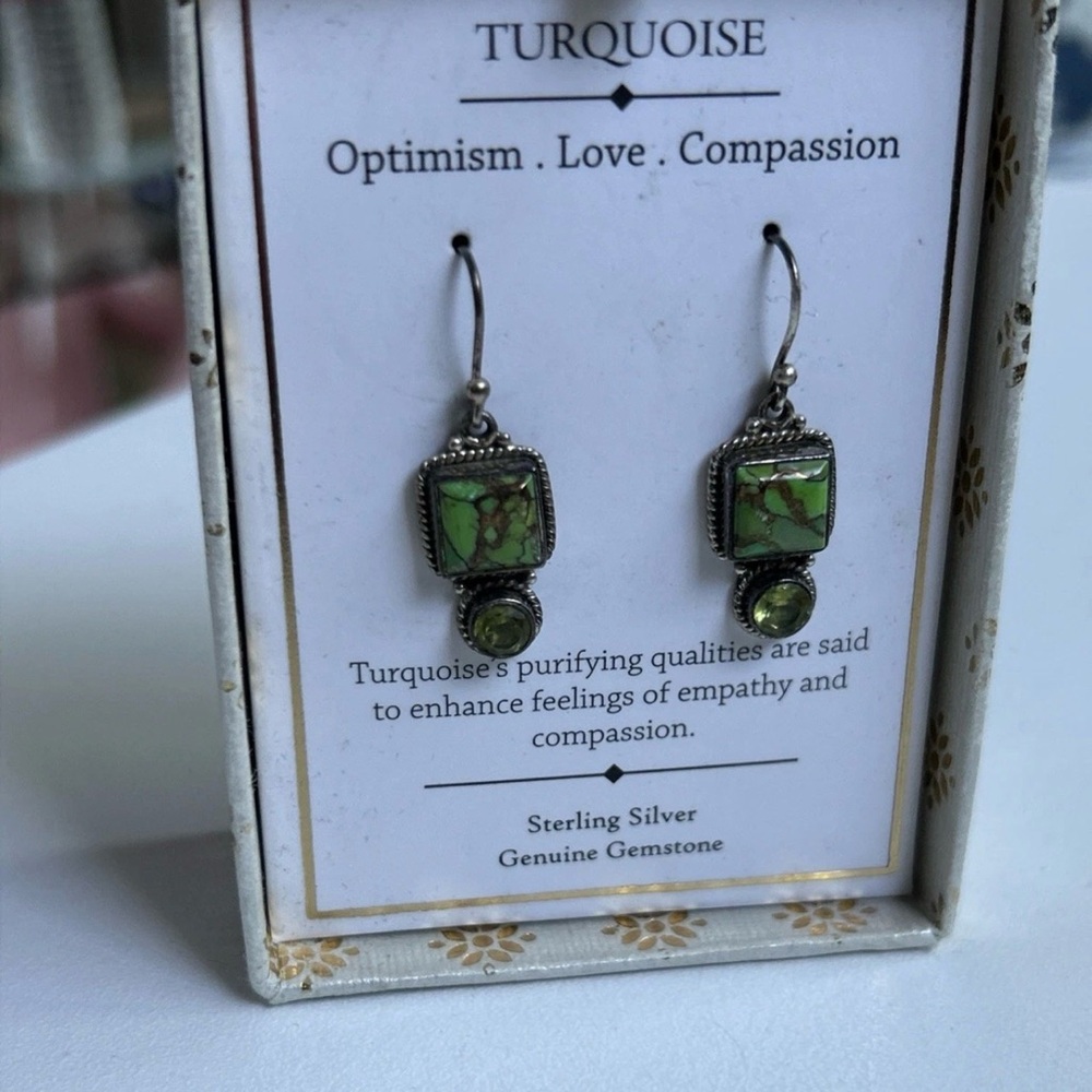 Source Unknown Green Sterling Silver Earrings - image 1